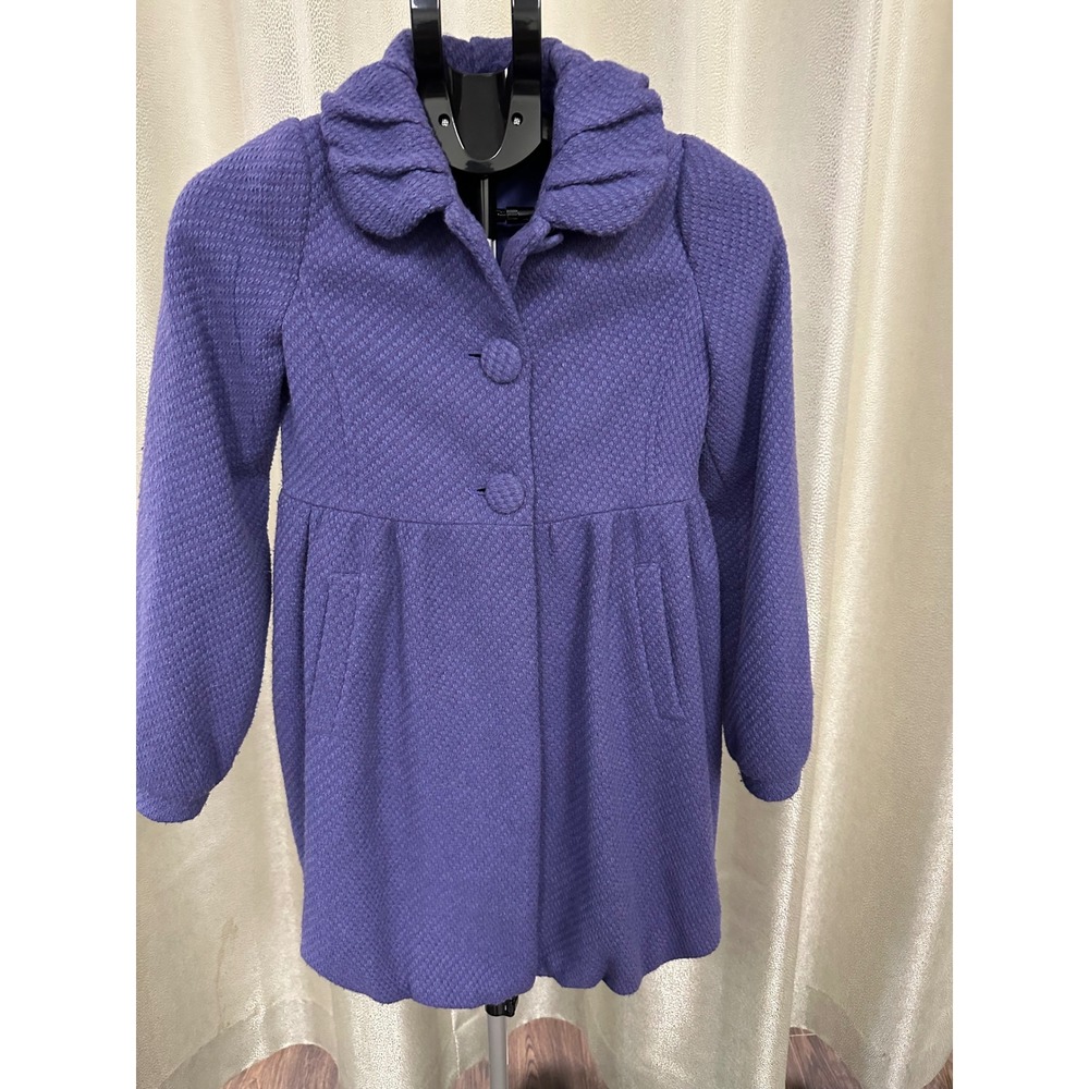 United Colors of Benetton "Class" Purple Textured Wool Coat - Girl's XL (10-11)